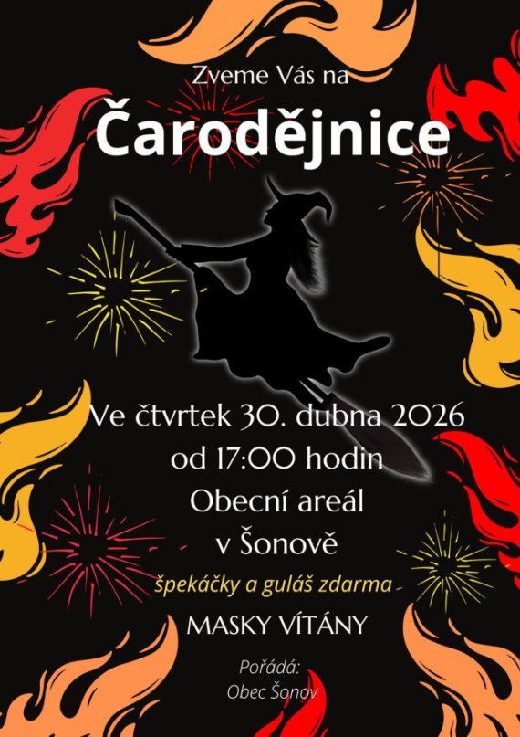 Pozvánka na Čarodějnice v Šonově